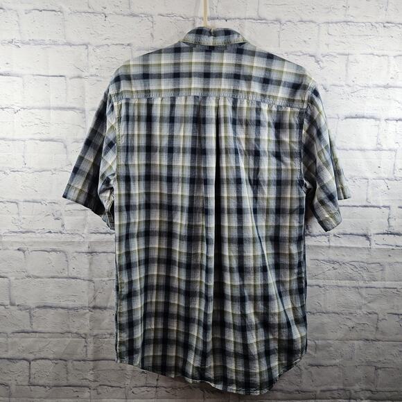 Carhartt Short Sleeve Mens Shirt Medium Button Down Blue Plaid - Picture 3 of 4